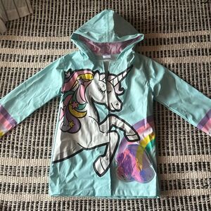 Addie & Tate Size 4/5 Little girls Unicorn Rain Coat light blue